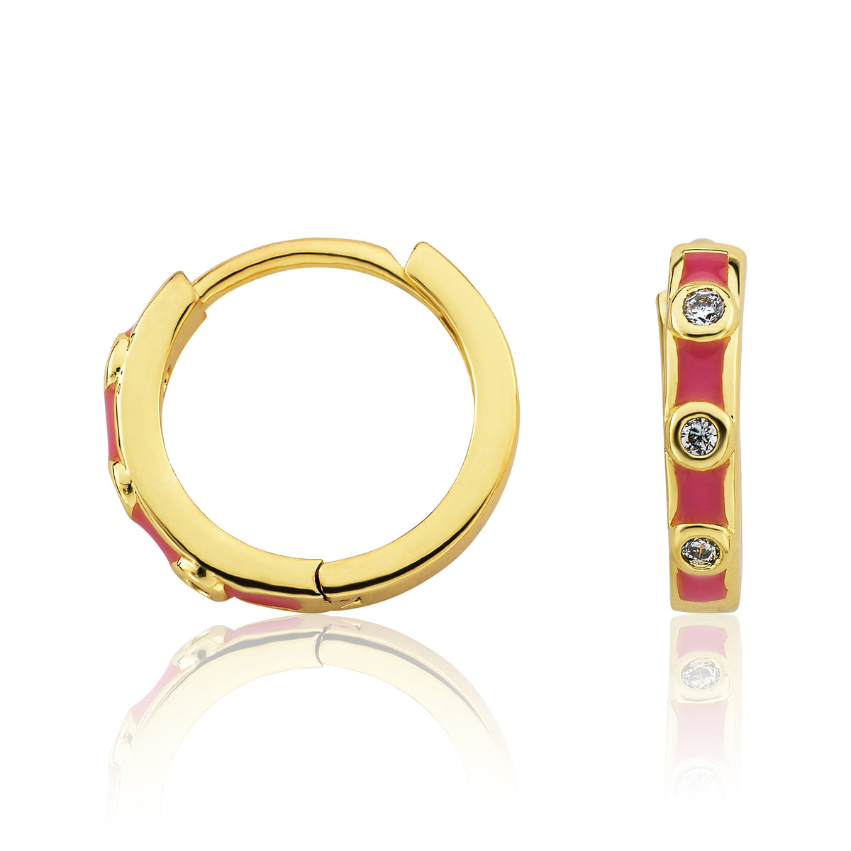 Triple Cz Enamel Huggy Earring