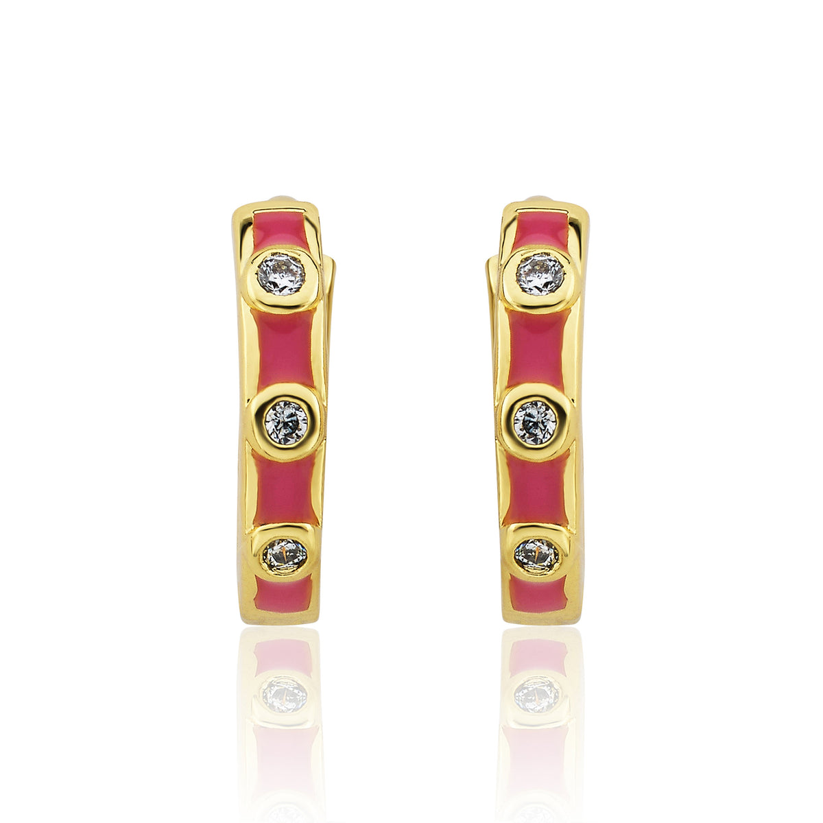 Triple Cz Enamel Huggy Earring