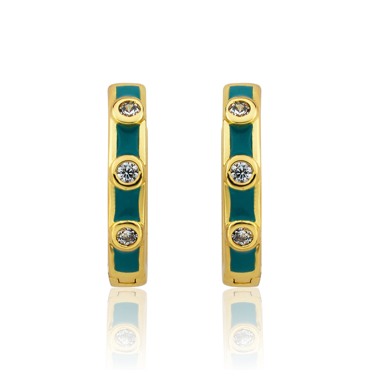 Triple Cz Enamel Huggy Earring