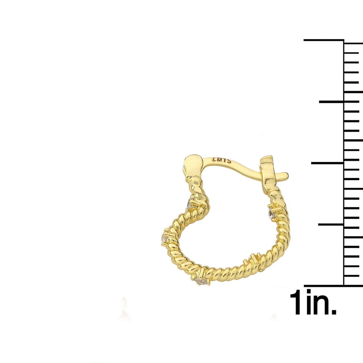 Small Rope Heart Hoop Earring with CZ's
