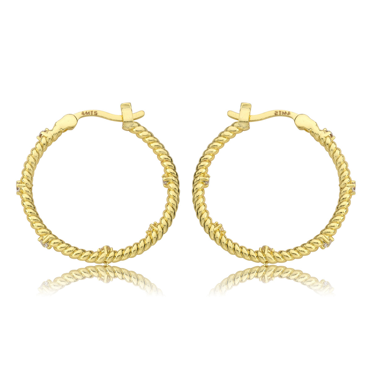 Large Rope Hoop Earring with CZ's