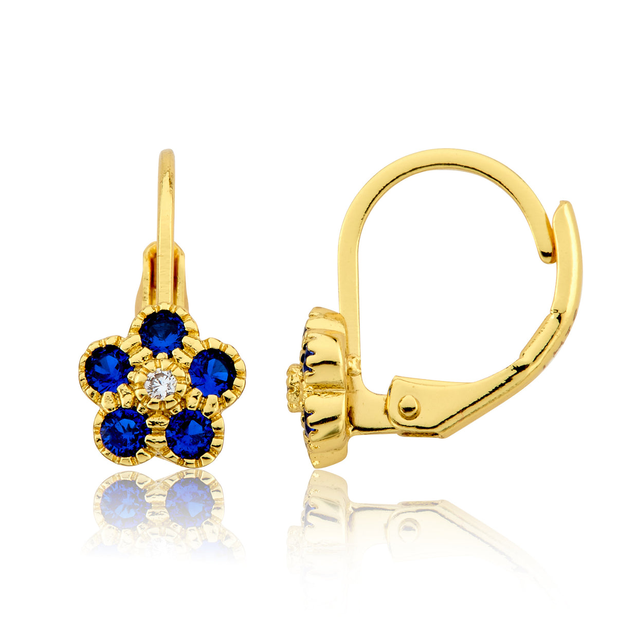 14K Gold Plated Leverback Flower Earring