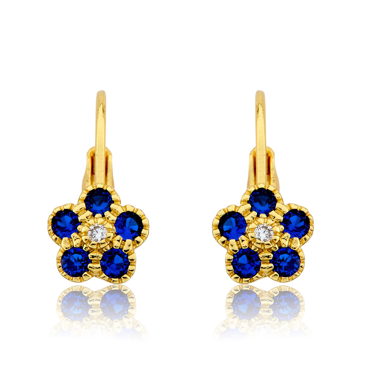 14K Gold Plated Leverback Flower Earring
