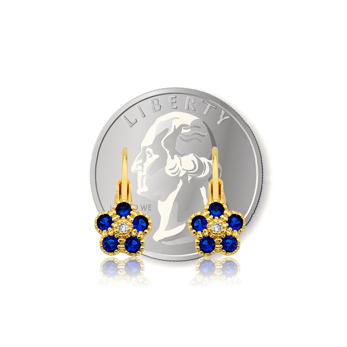 14K Gold Plated Leverback Flower Earring