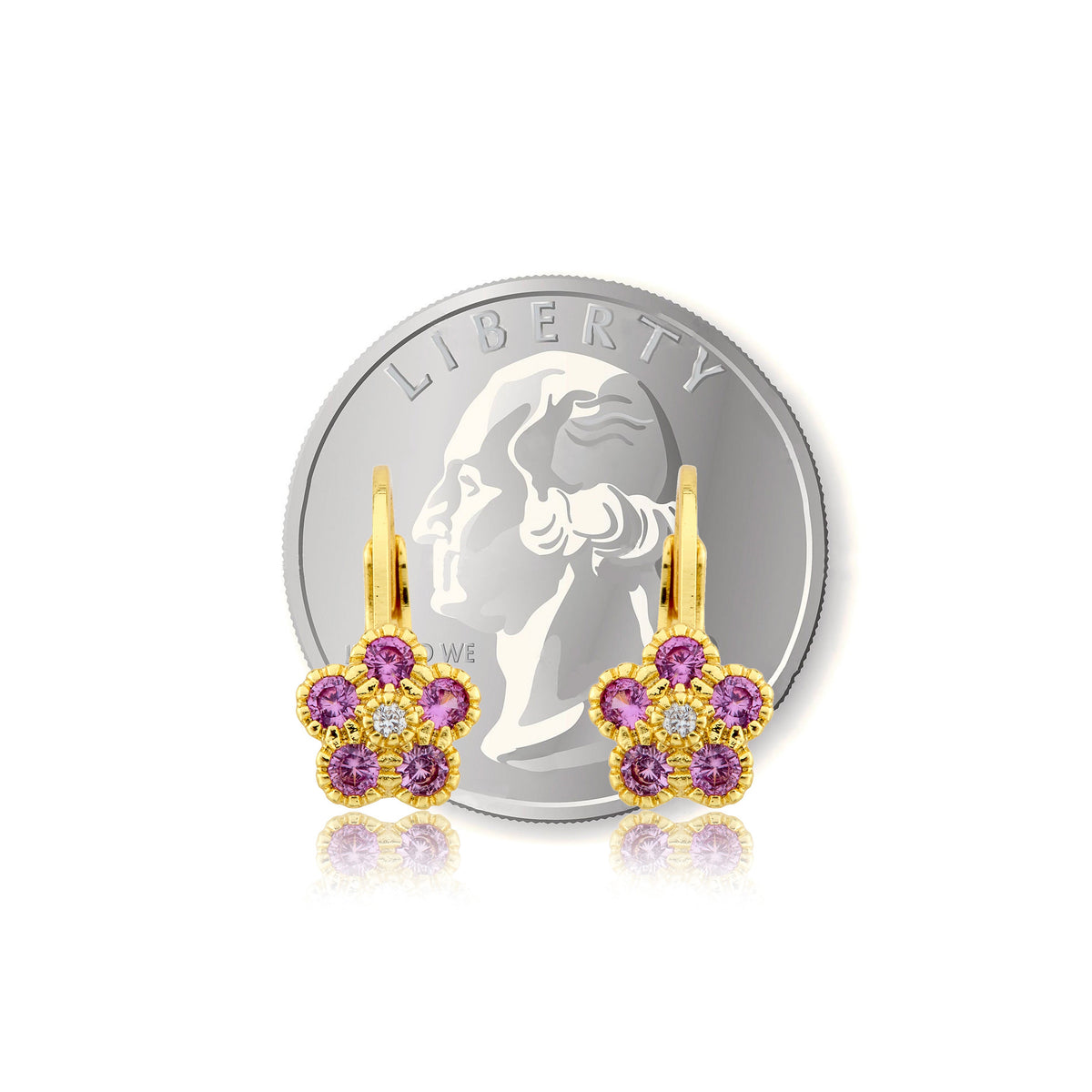14K Gold Plated Leverback Flower Earring
