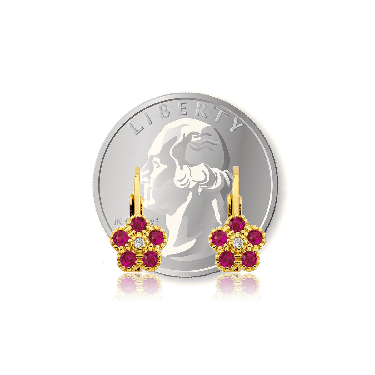 14K Gold Plated Leverback Flower Earring