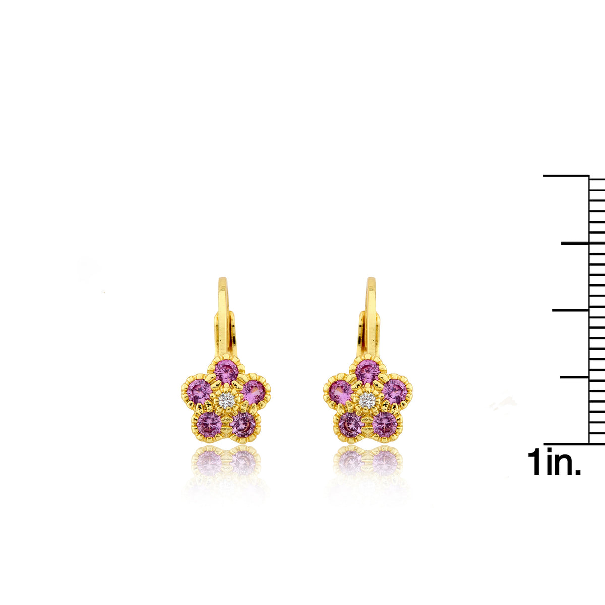 14K Gold Plated Leverback Flower Earring