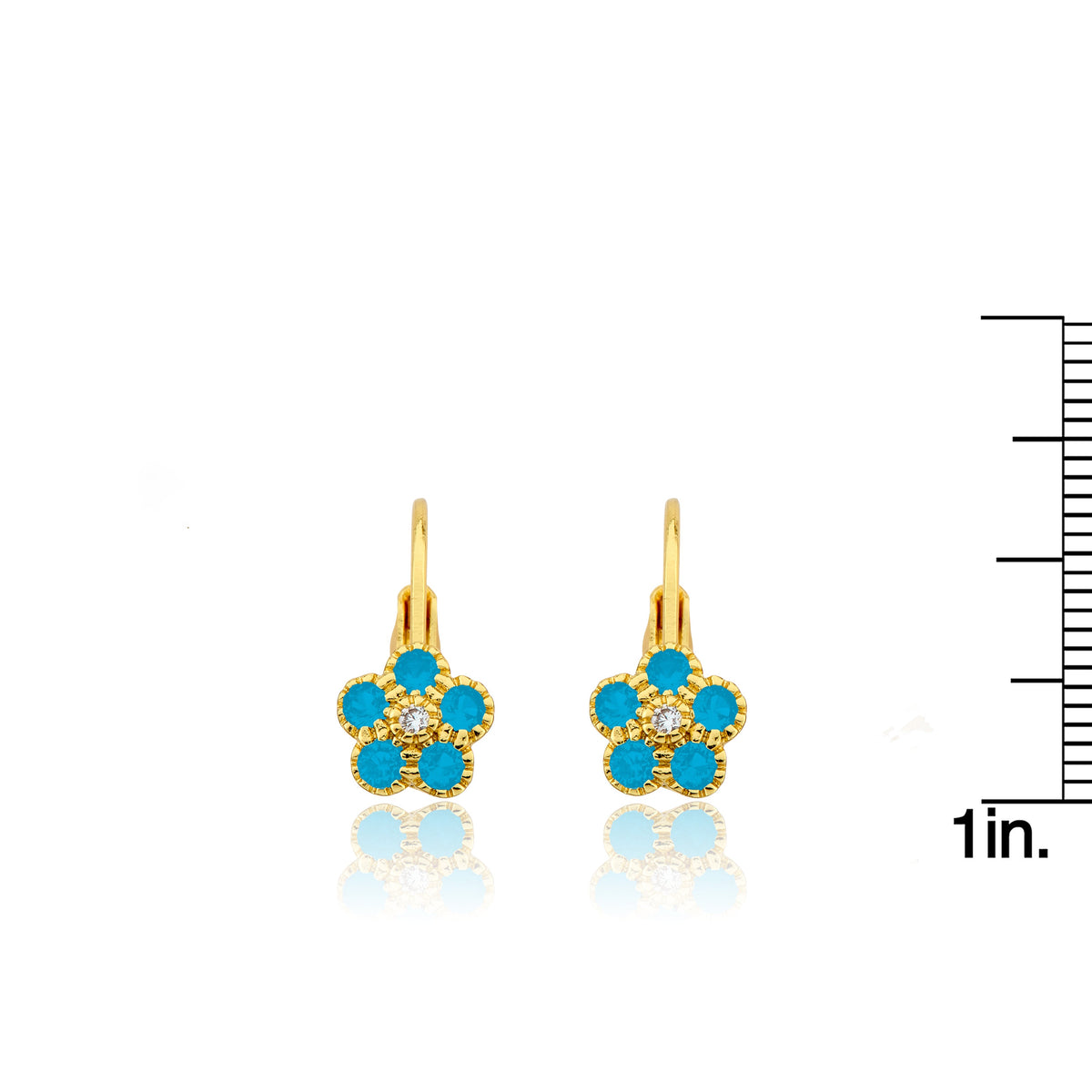 14K Gold Plated Leverback Flower Earring