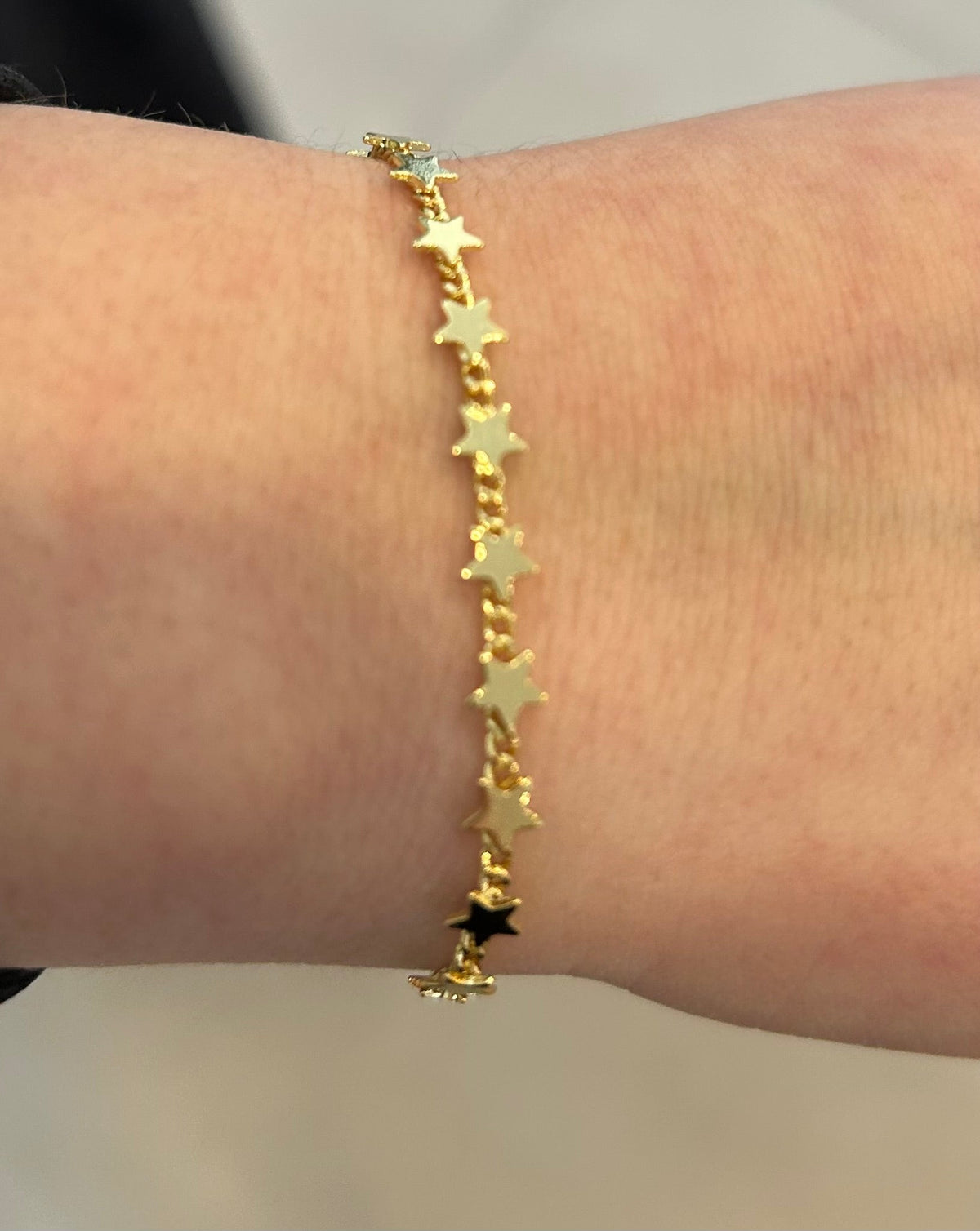14K Gold Plated Stars On Link Bracelet
