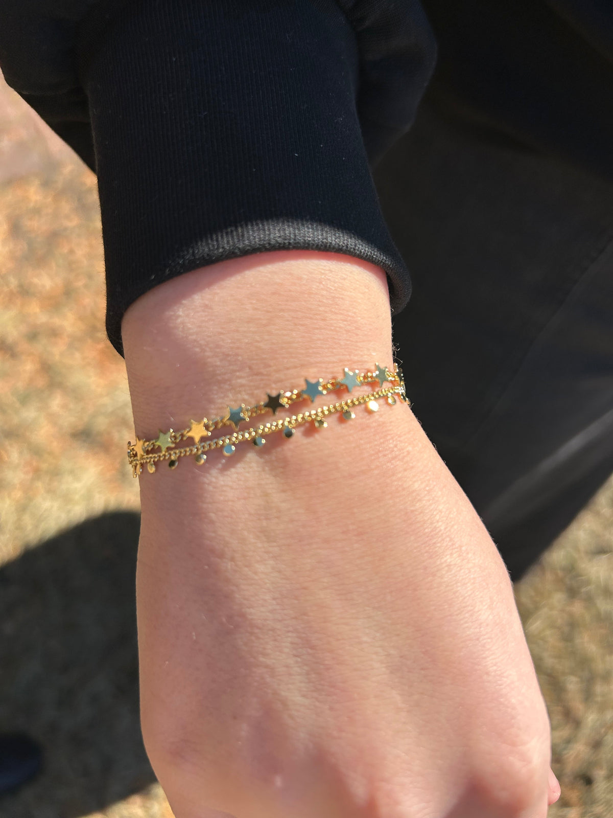 14K Gold Plated Stars On Link Bracelet