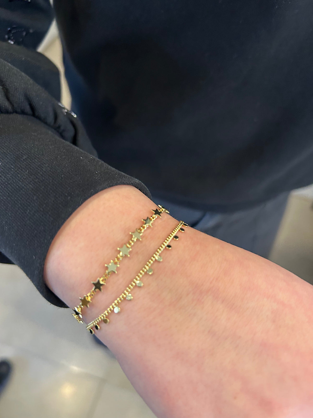 14K Gold Plated Stars On Link Bracelet