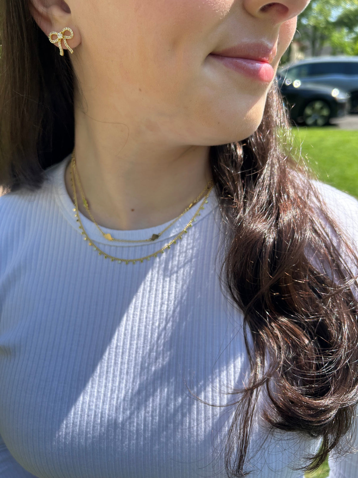 14K Gold Plated Heart Station Necklace