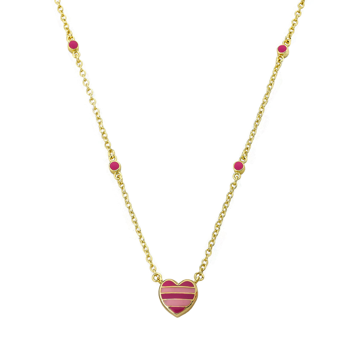 Pink Striped Heart Necklace