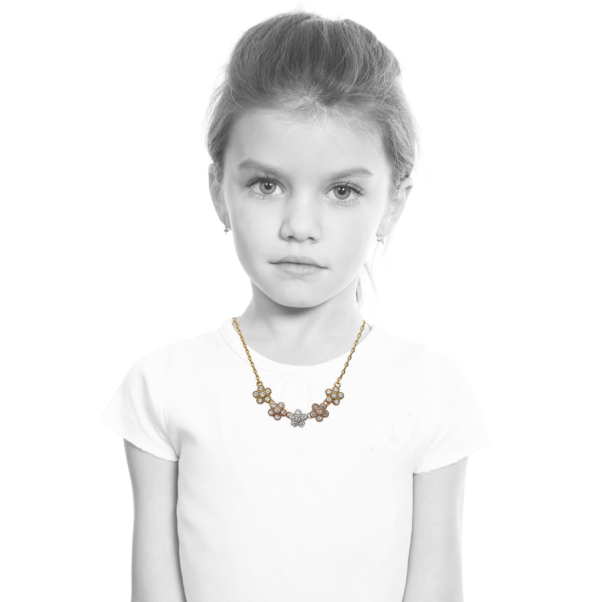 Cubic Zirconia Flowers Necklace