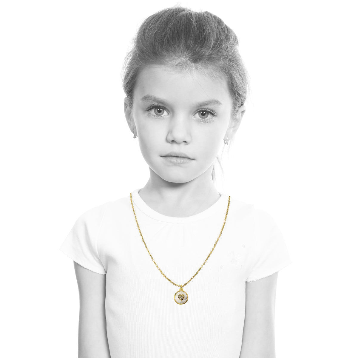 Cz Heart Coin Necklace