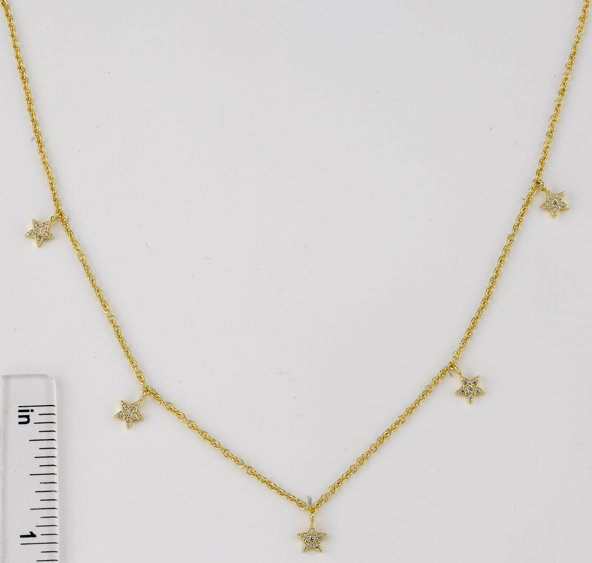 CZ Stars Dangle Chain Necklace