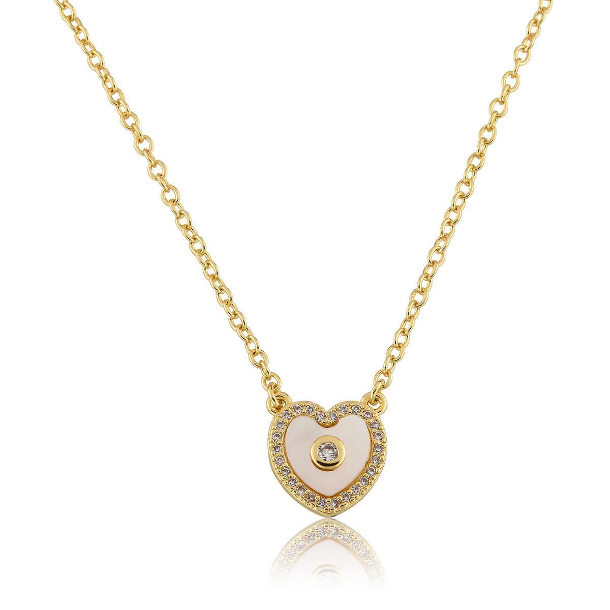 LMTS Classic! Cz Framed Heart Chain Necklace