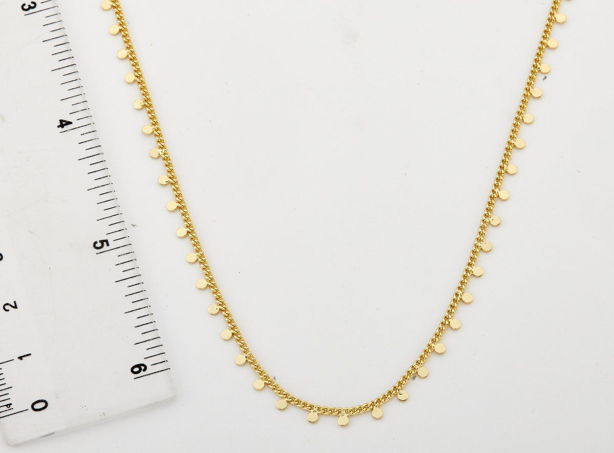 14K Gold Plated Link & Small Disc Dangles Necklace