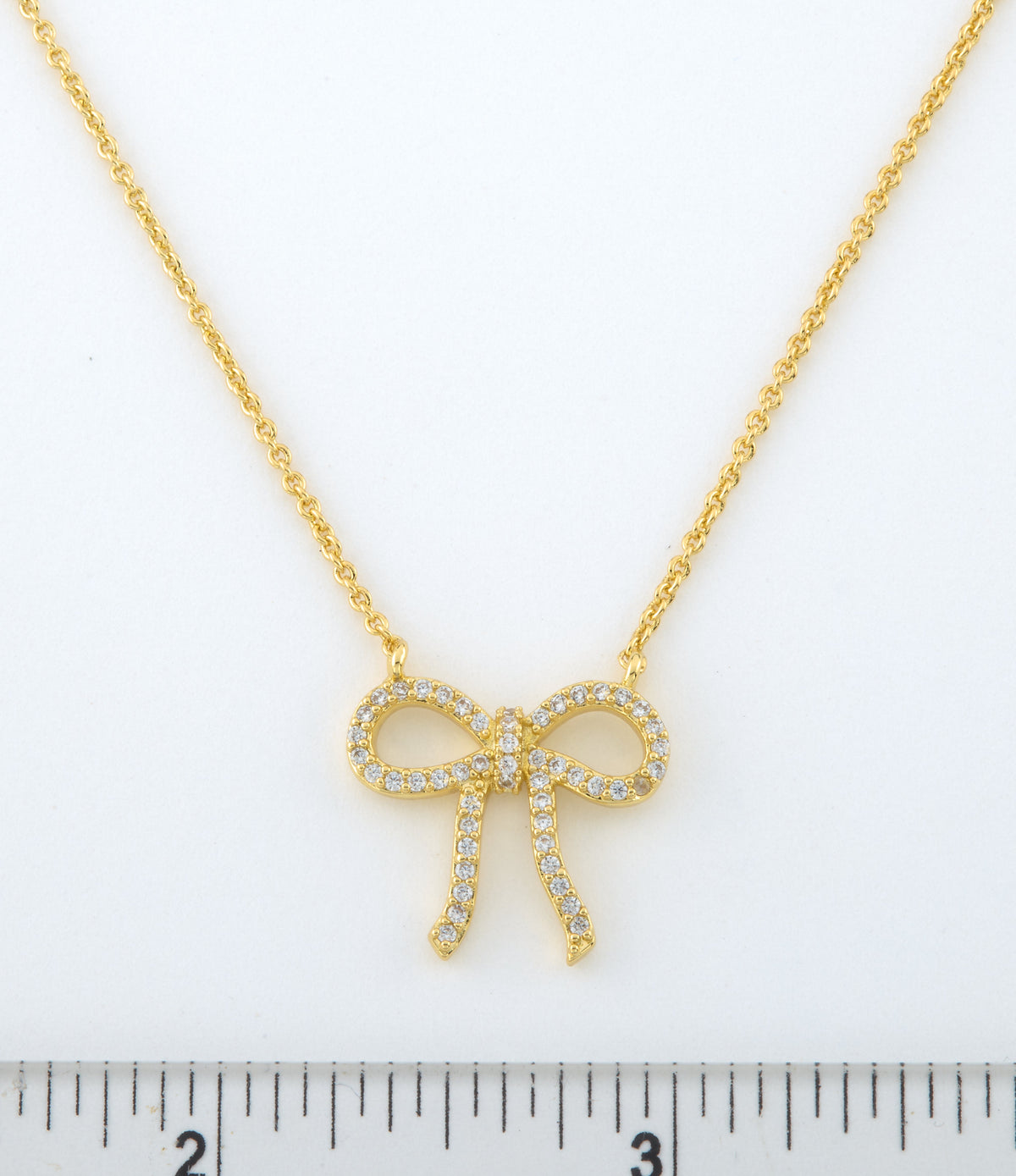 LMTS Classic! 14k Gold Plated Cz Bow Necklace