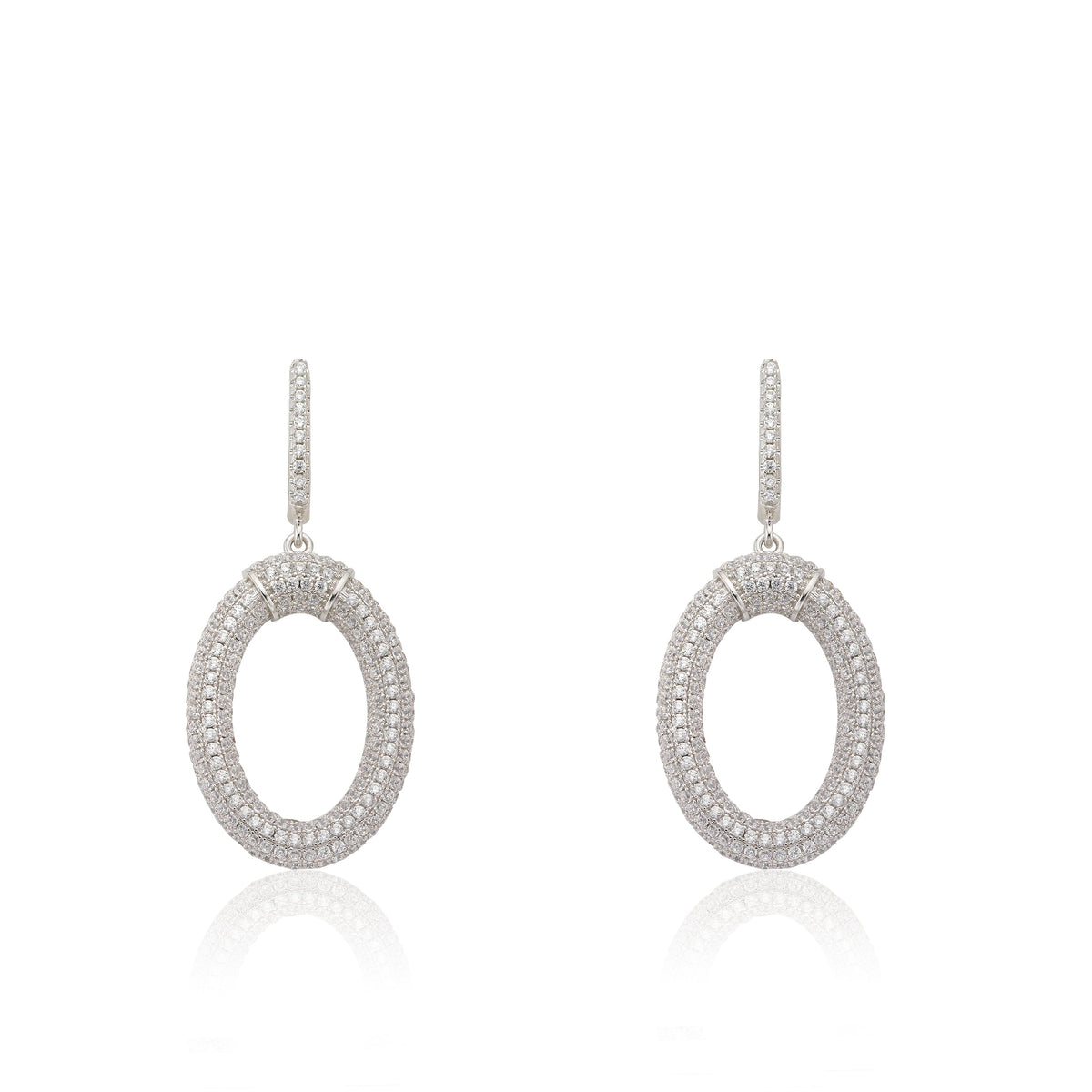 Micro Pave Rhodium O Shaped Earrings