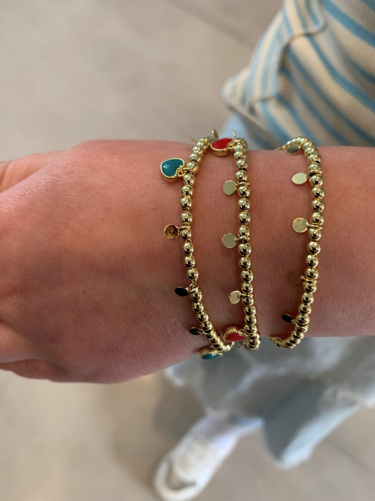 LMTS Classic! Bead & Disc Dangles Hearts Bracelet