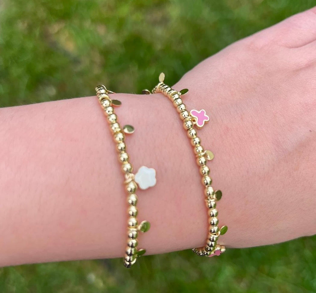 LMTS Classic! Bead & Disc Dangles Flowers Bracelet