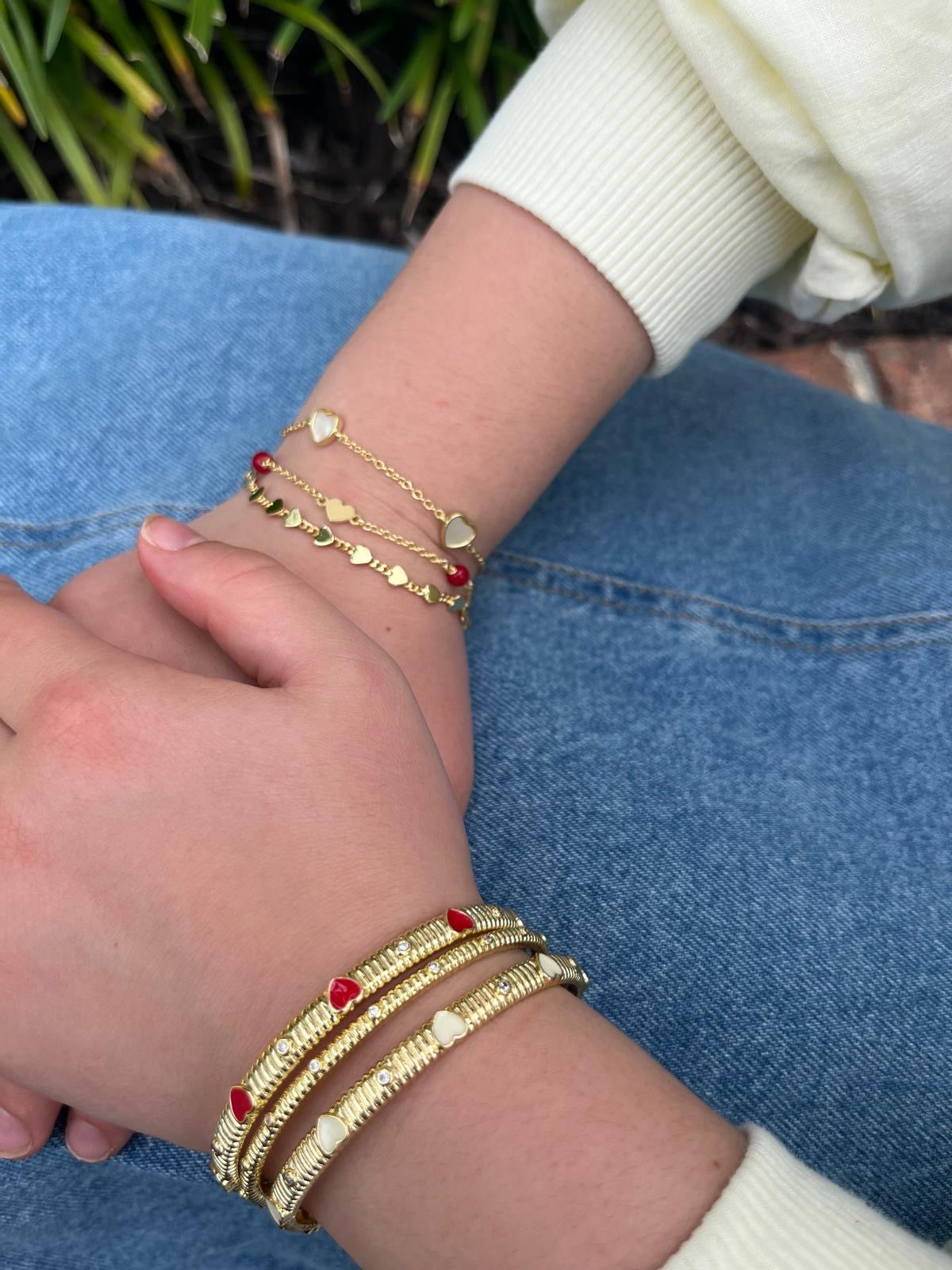 Pearl & Hearts Station Bracelet