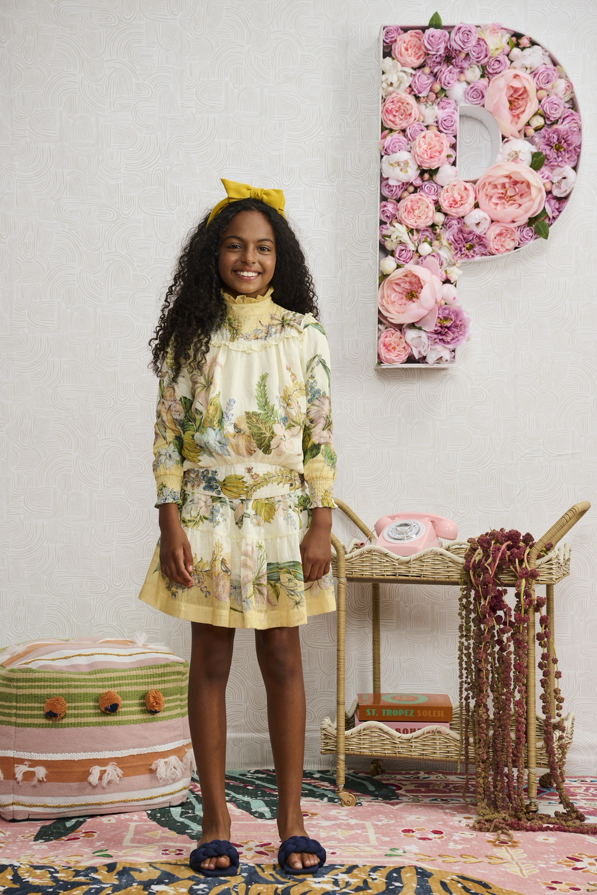 Porter IVORY W/ YELLOW FLORAL DESIGN TOP & SKIRT SET  2423