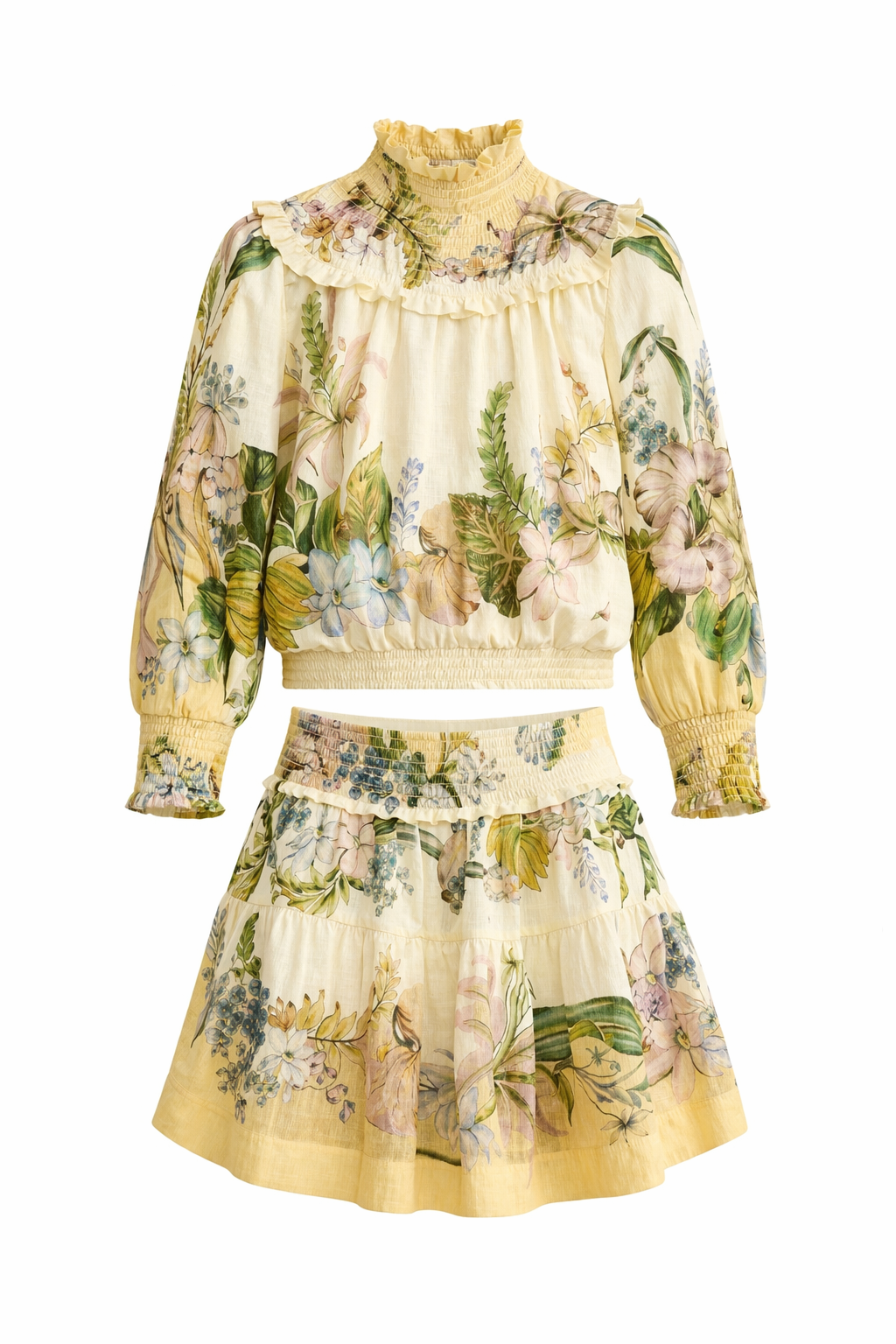 Porter IVORY W/ YELLOW FLORAL DESIGN TOP & SKIRT SET  2423