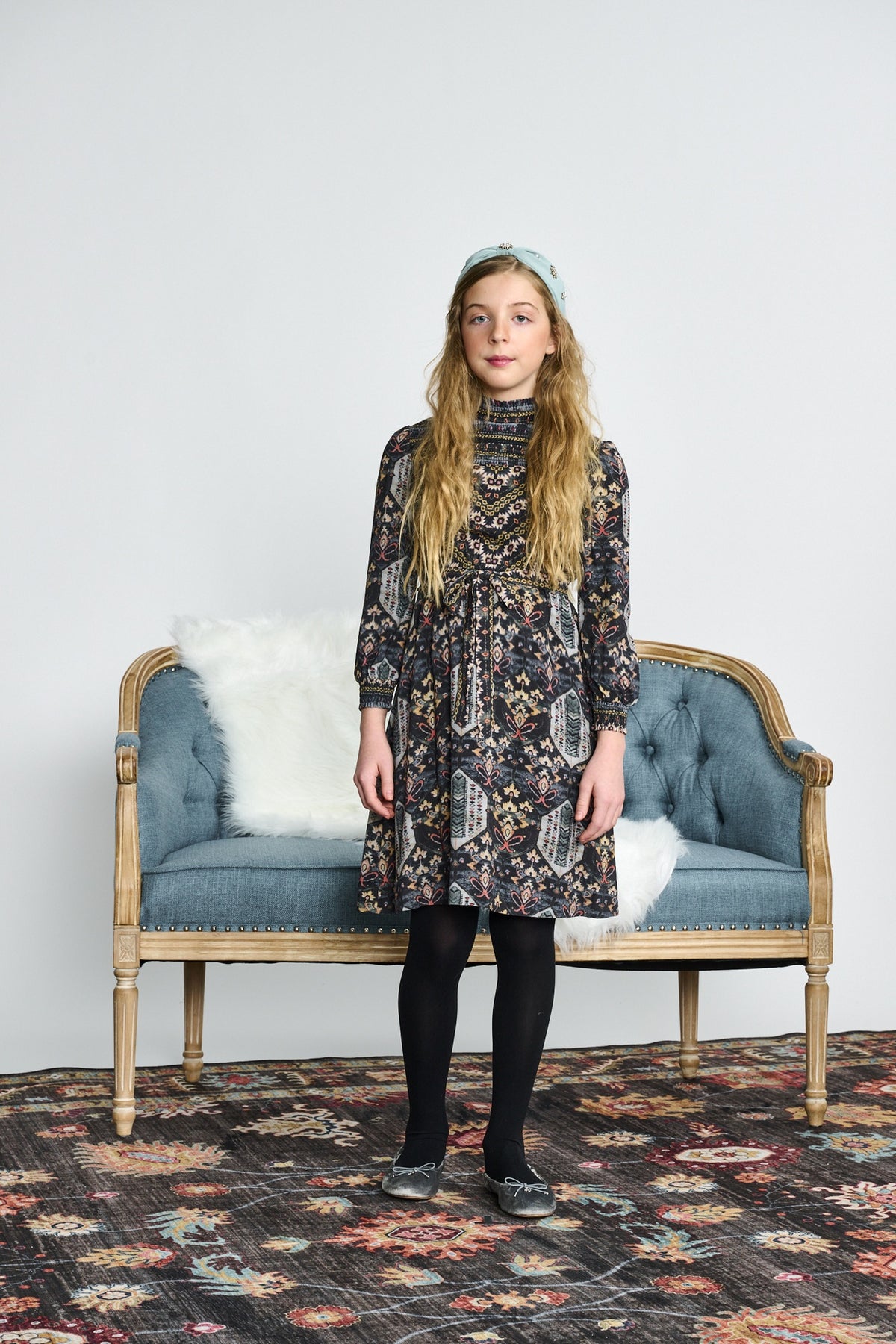 Porter Mixed Media Tribal Shirred Dress 2530 AW26