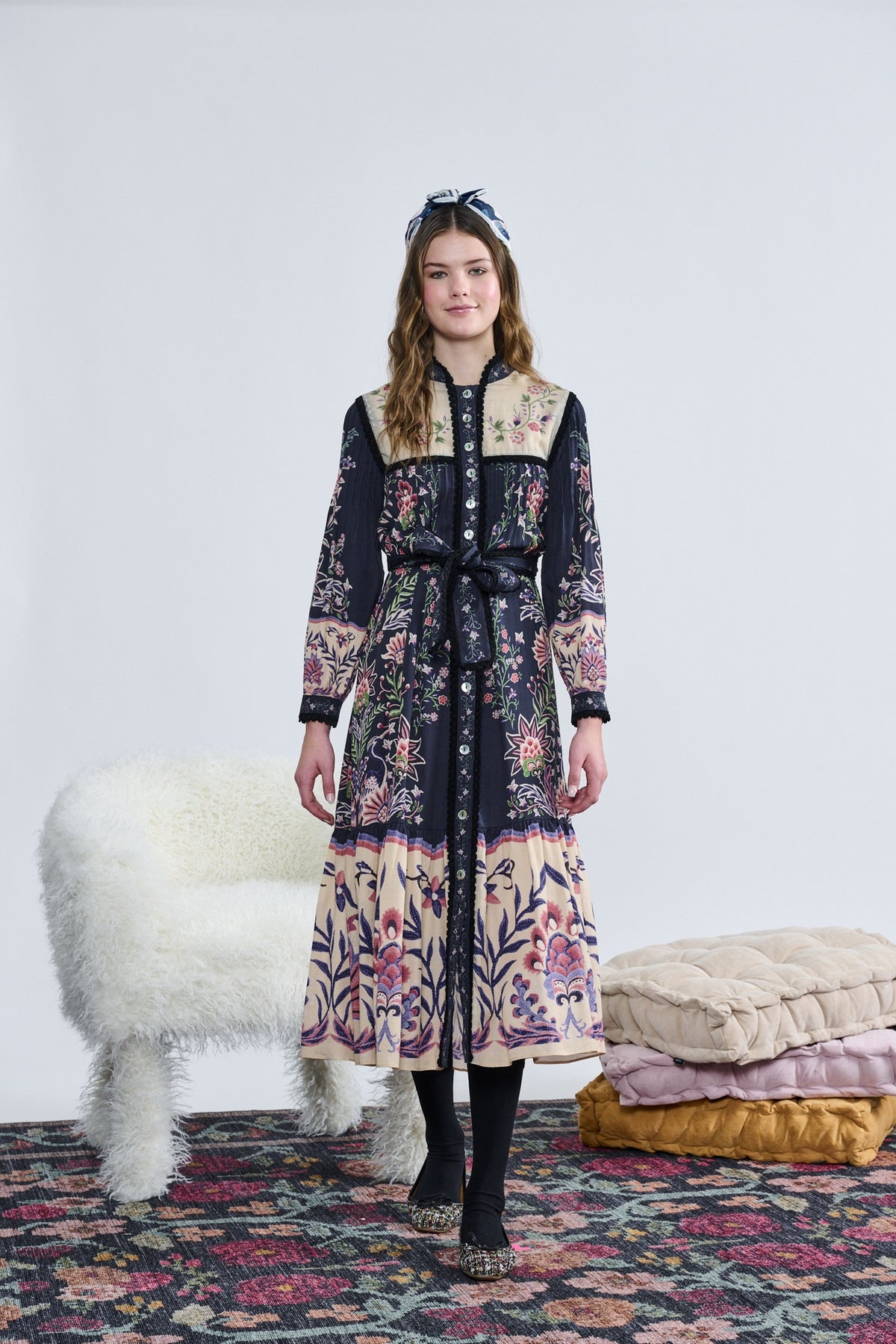 Laurent Multicolored Floral Maxi Dress t-1338 AW26
