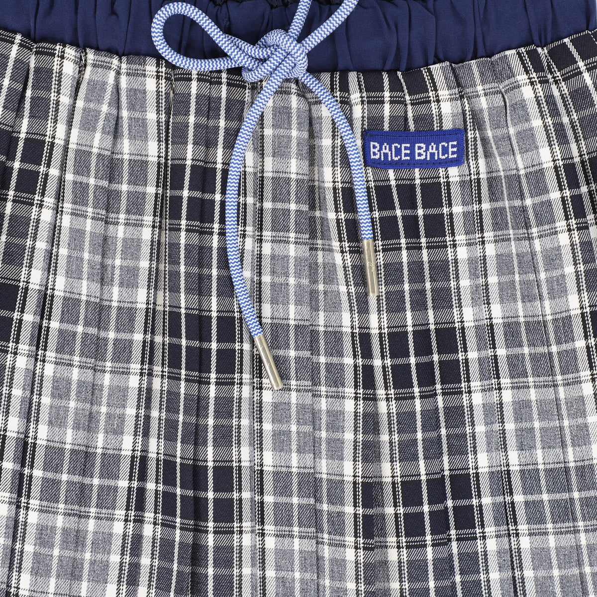 BACE NAVY CHECKED GATHERED PLEAT SKIRT AW26 27183