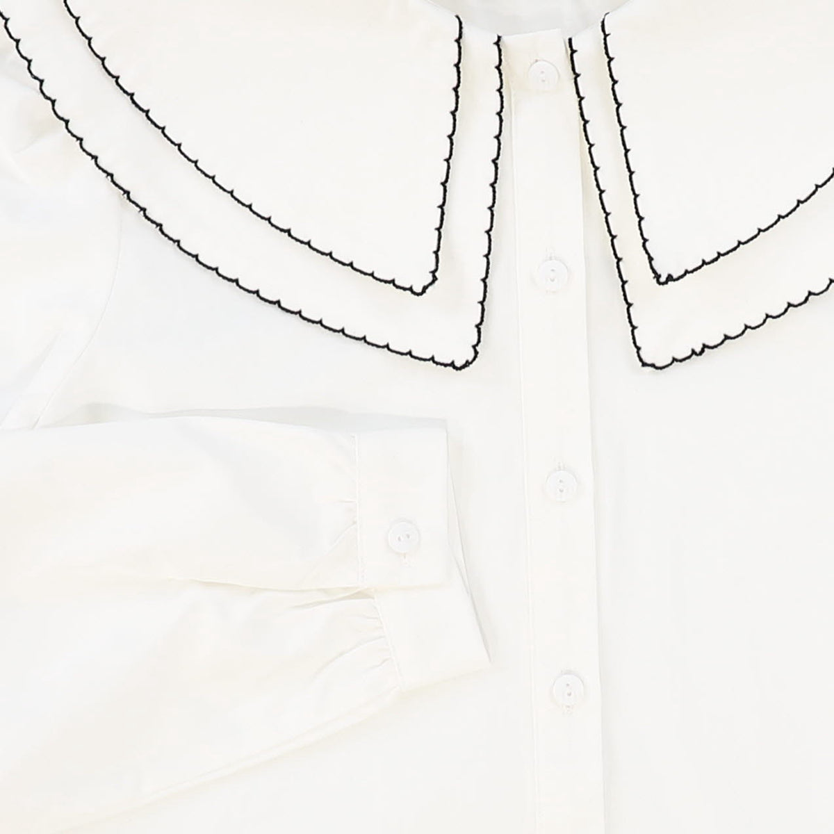 VALENTINA WHITE SCALLOP DOUBLE COLLAR BLOUSE WITH SKIRT SET AW26 28794