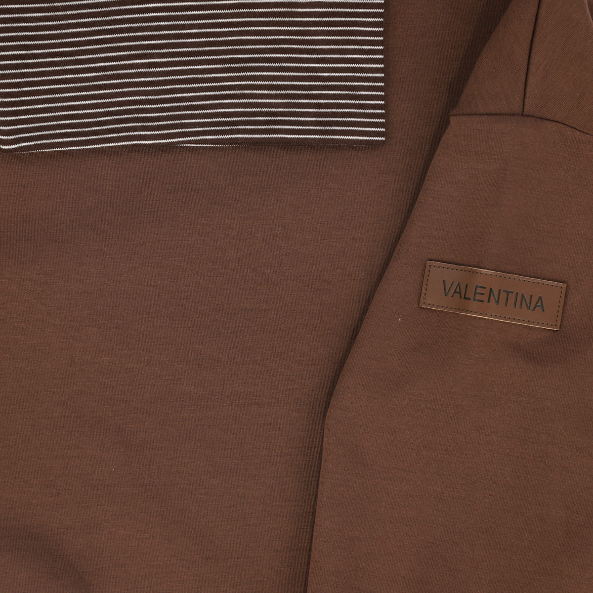 VALENTINA BROWN STRIPED TURTLENECK SWEATSHIRT WITH SKIRT SET AW26 29058