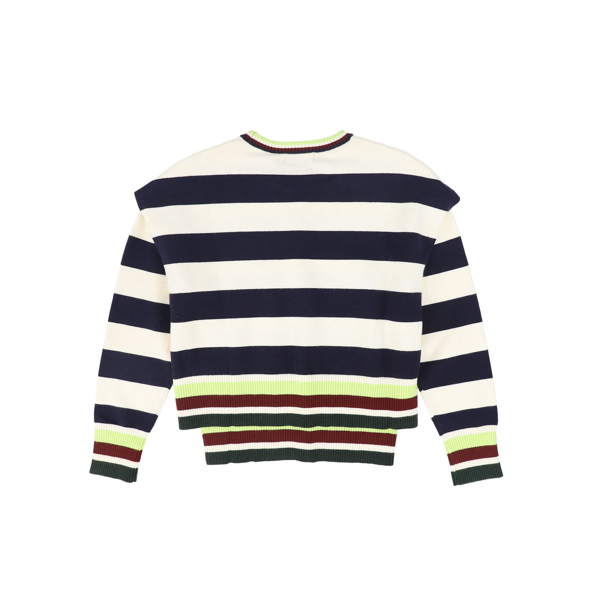 VALENTINA NAVY WIDE STRIPED TRIMMING SWEATER AW26 28130
