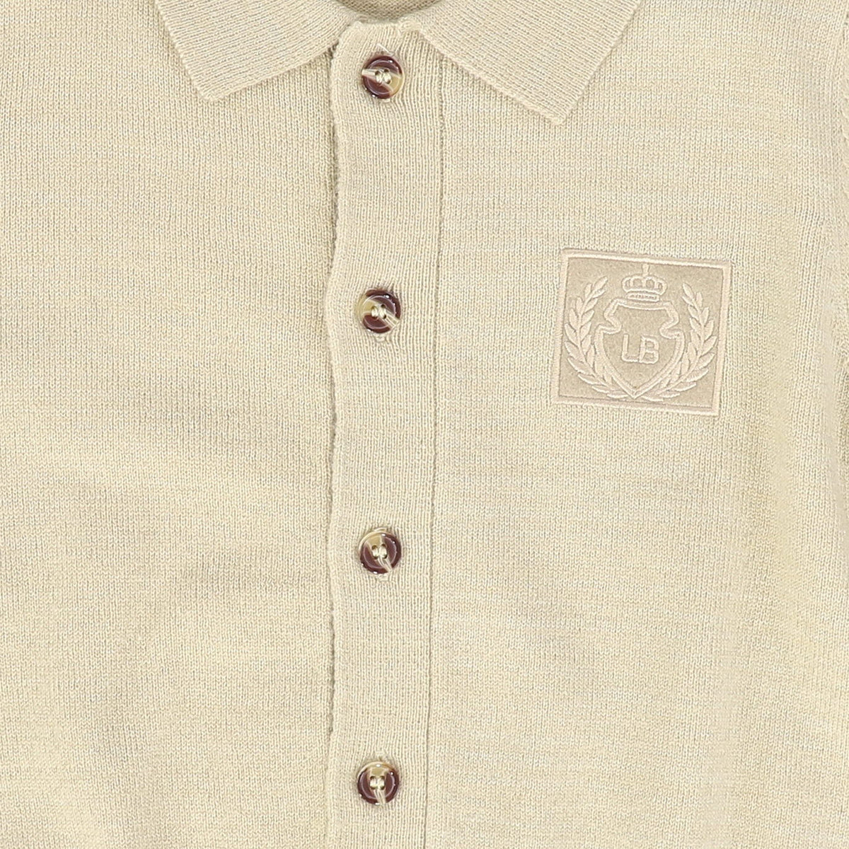LE BOURDON BEIGE LOGO COLLARED CARDIGAN AW26 28011