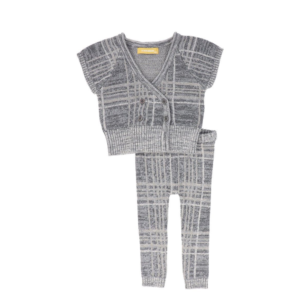 LE BOURDON GREY PLAID KNIT VEST SET AW26 27495