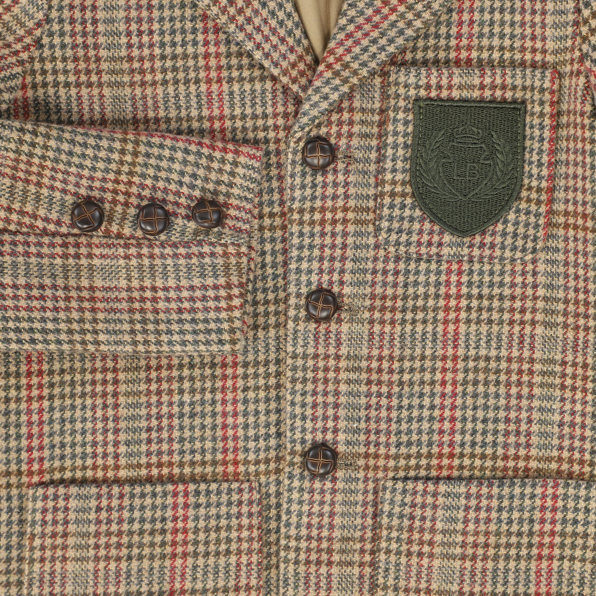 LE BOURDON OLIVE HOUNDSTOOTH WOOL BLAZER AW26 28362