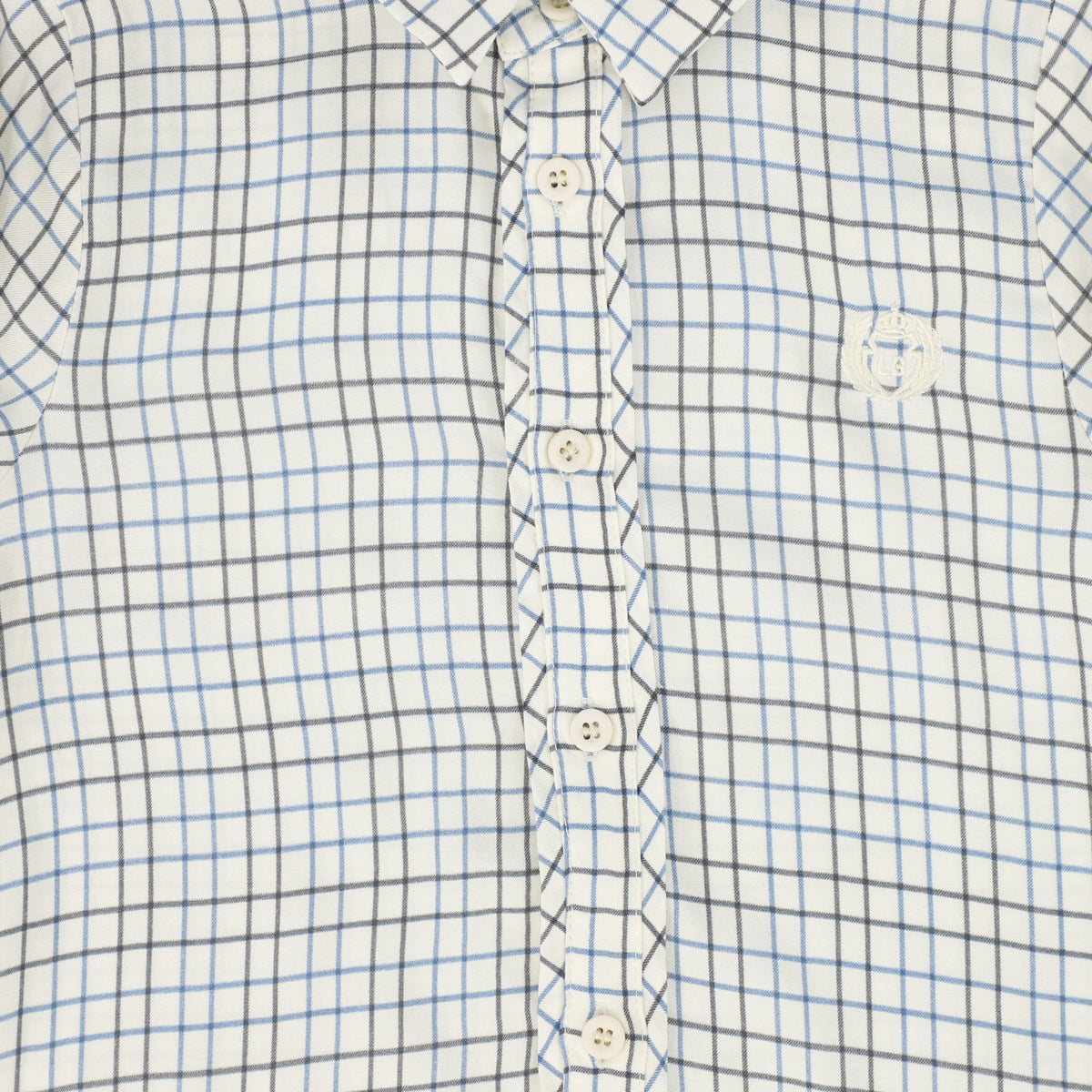 LE BOURDON WHITE/BLUE PRINTED COLLAR BLOUSE AW26 27437