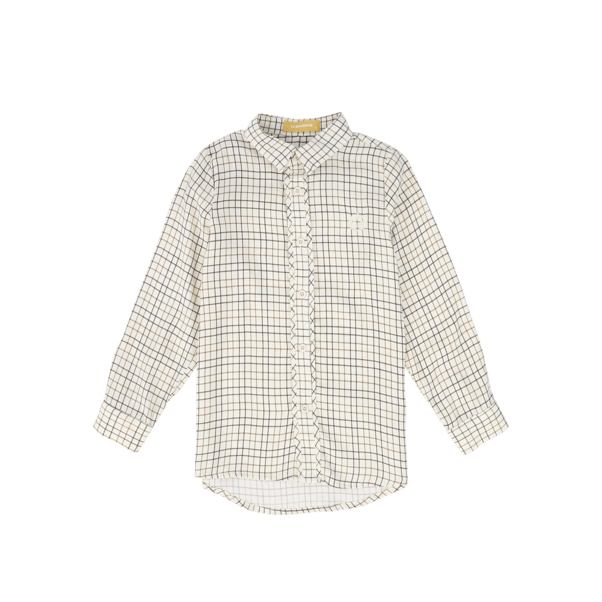 LE BOURDON WHITE/BROWN PRINTED COLLAR BLOUSE AW26 27437