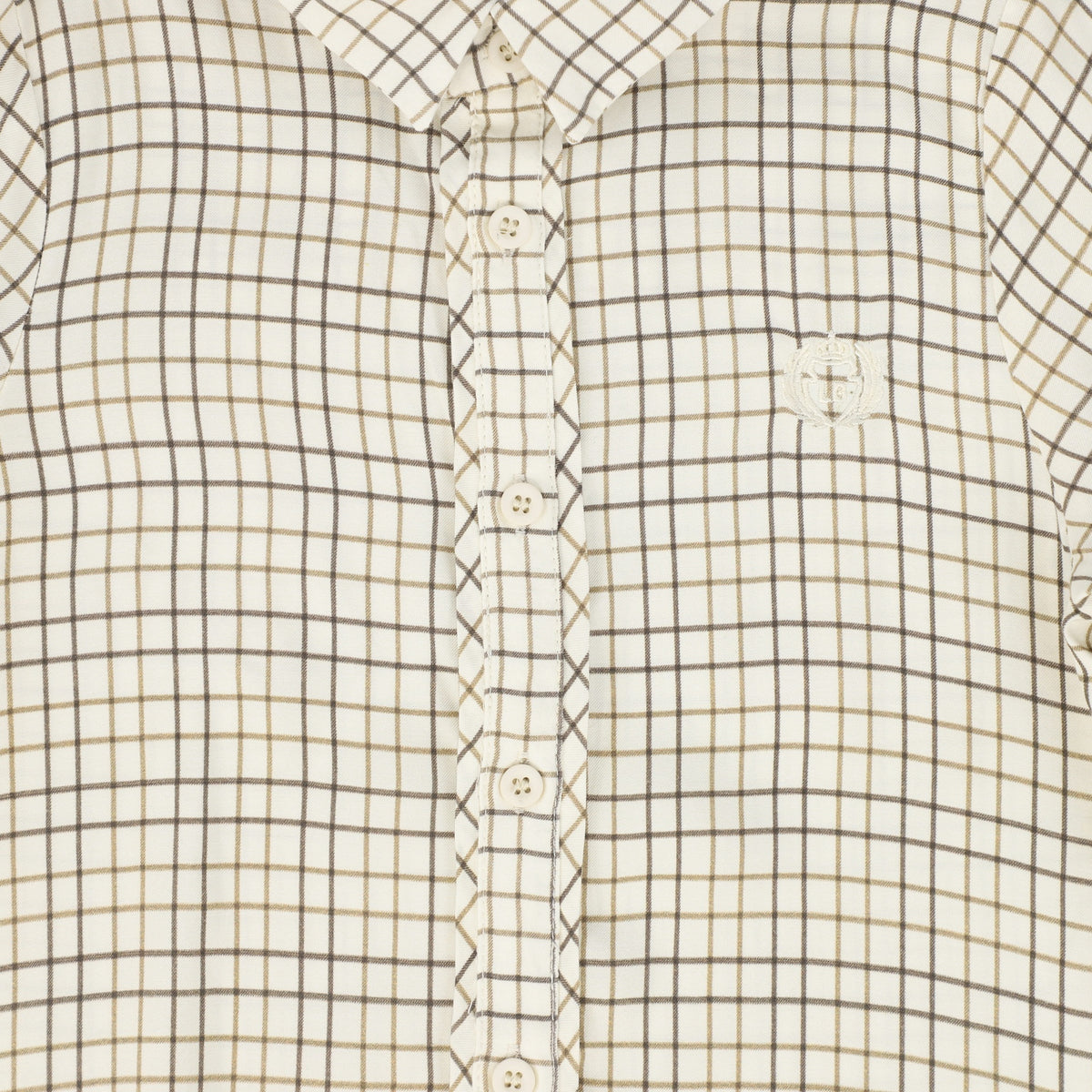 LE BOURDON WHITE/BROWN PRINTED COLLAR BLOUSE AW26 27437