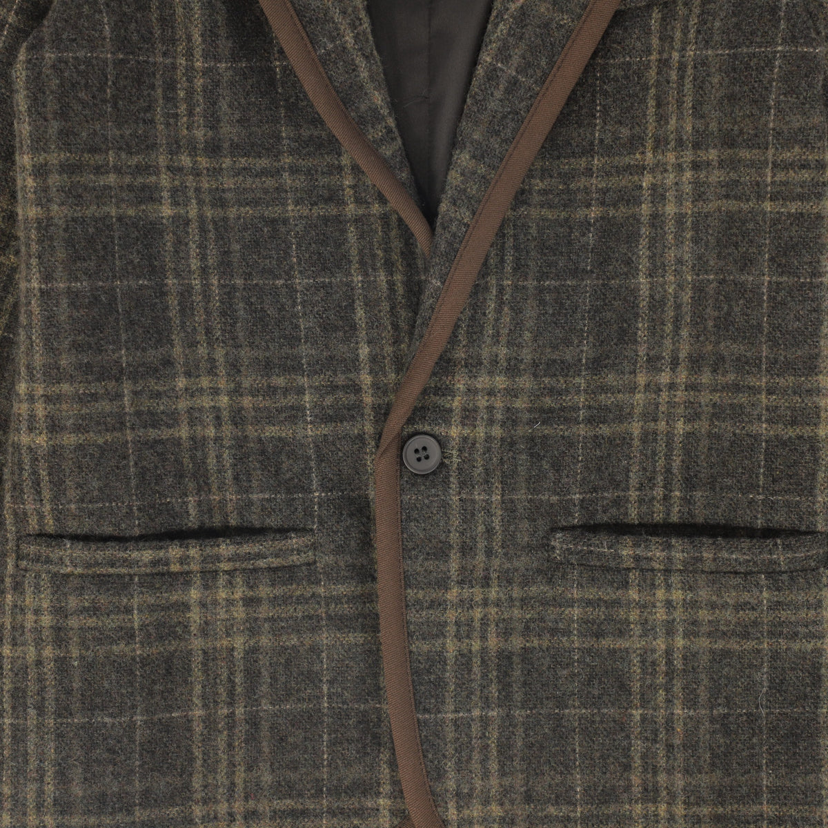 LE BOURDON OLIVE PLAID PRINT BLAZER AW26 27434
