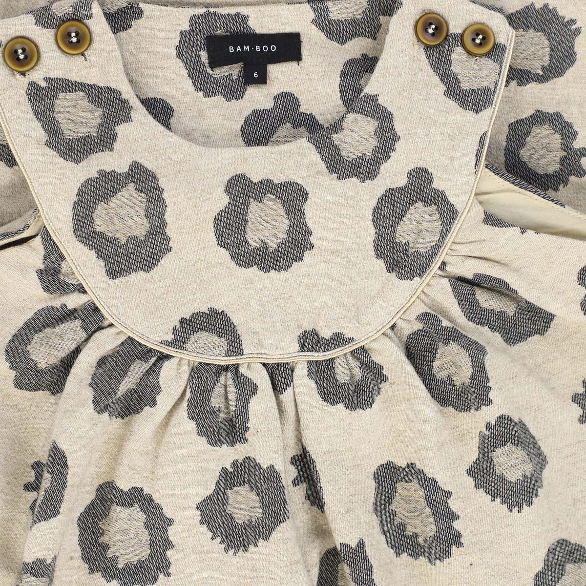 BAMBOO BEIGE LEOPARD PIPED ROMPER AW26 29836