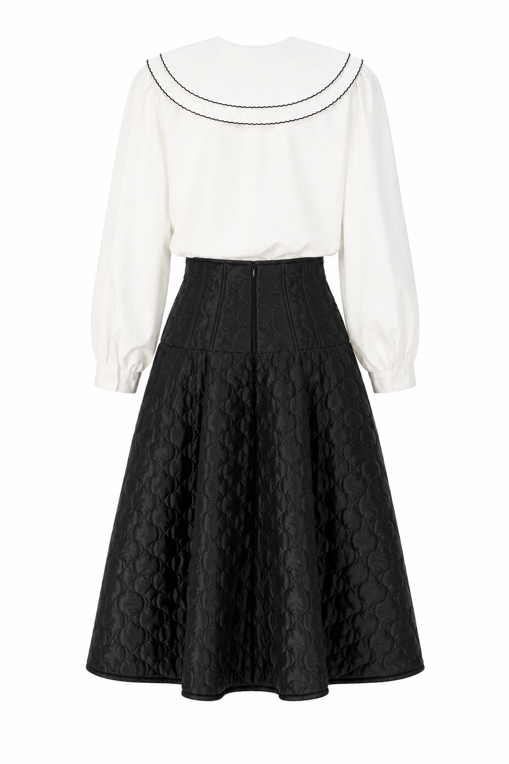 VALENTINA WHITE SCALLOP DOUBLE COLLAR BLOUSE WITH SKIRT SET AW26 28794