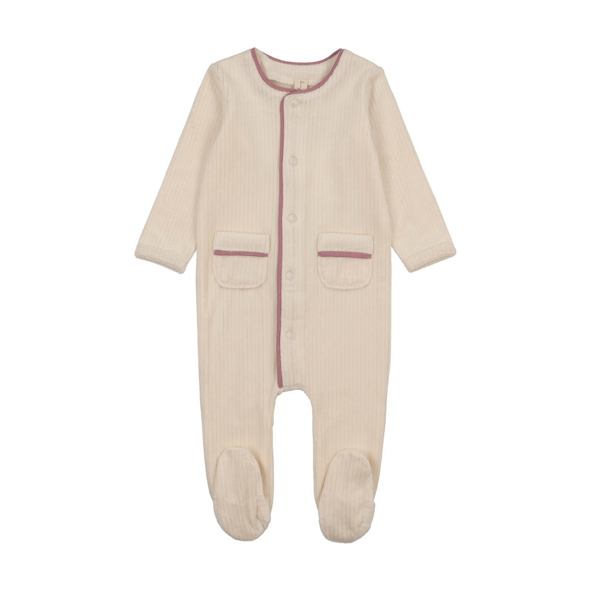 Bonjoy Ribbed Velour Piping Footie BWL262007F AW26