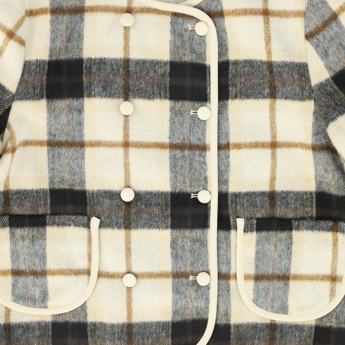 VALENTINA BEIGE PLAID CREWNECK BLAZER WITH SKIRT SET AW26 28370