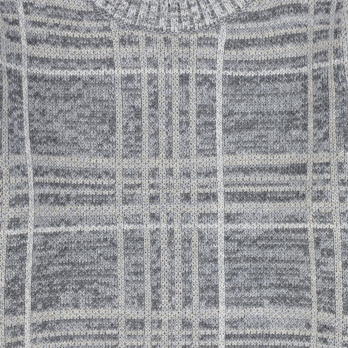 LE BOURDON GREY PLAID CREWNECK SWEATER AW26 30122