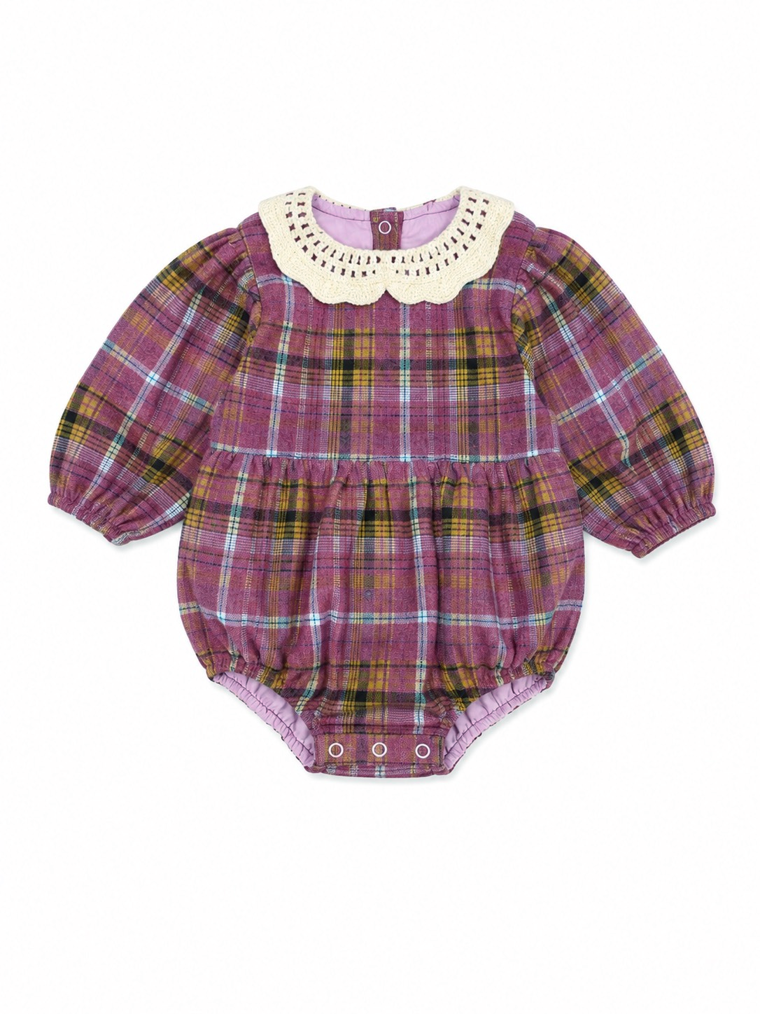 teela Purple Plaid Romper 23-214A AW26