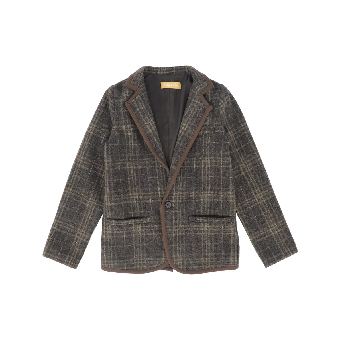 LE BOURDON OLIVE PLAID PRINT BLAZER AW26 27434