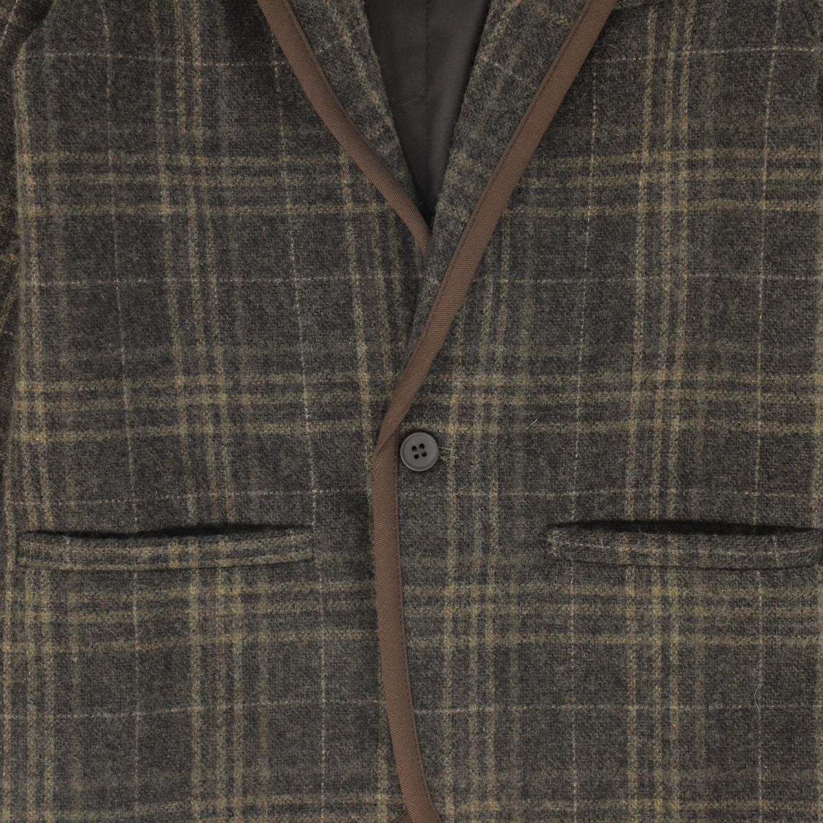 LE BOURDON OLIVE PLAID PRINT BLAZER AW26 27434